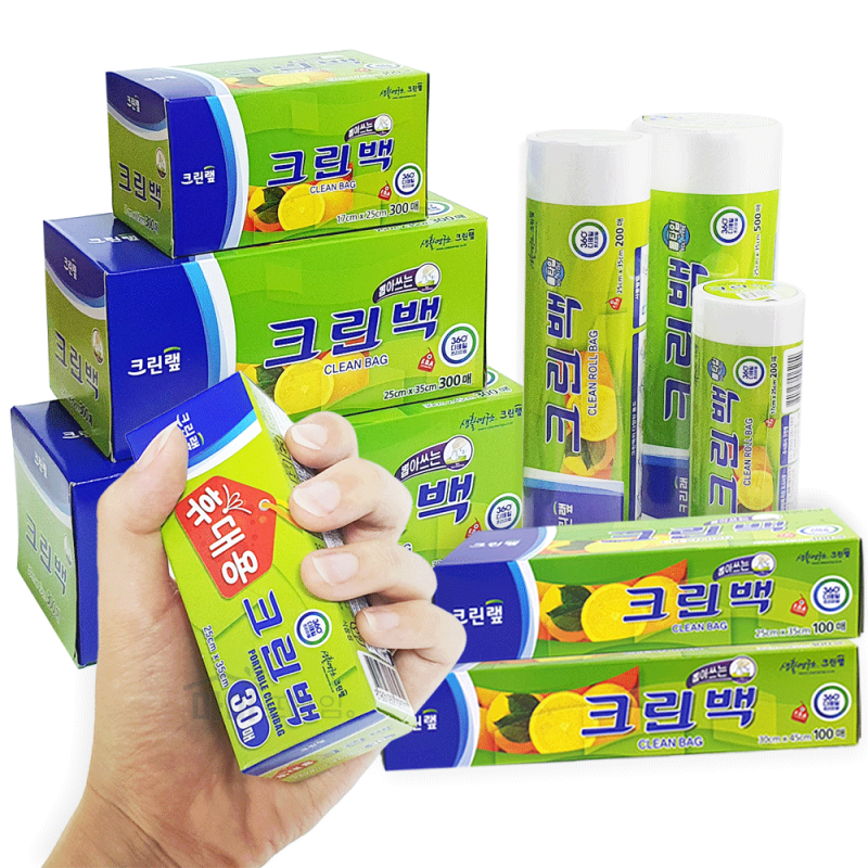 마켓Q,크린랲 크린백 롤백 모음,FDA 적법 원료 사용 안전한 비닐백,,크린랩,비닐백,위생백,롤백,롤팩,비닐팩,비닐봉지,일회용봉지,일회용비닐,50매,100매,200매,500매,생활/건강 > 주방용품