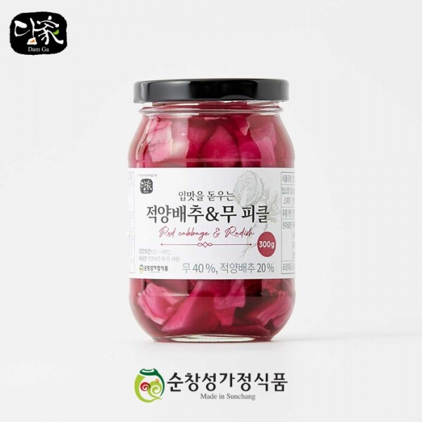 마켓Q,[담가, 순창성가정식품] 적양배추무피클 300g (우리농산물, 산지직송),,담가,27325,순창피클,성가정피클,순창장아찌,성가정장아찌,순창반찬,성가정반찬,식품 > 반찬/젓갈